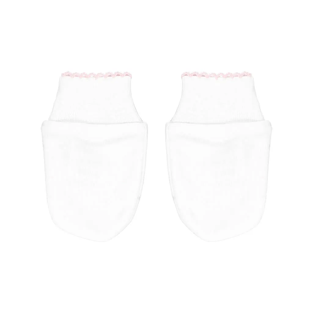 Basic Solid Mittens White/Pink