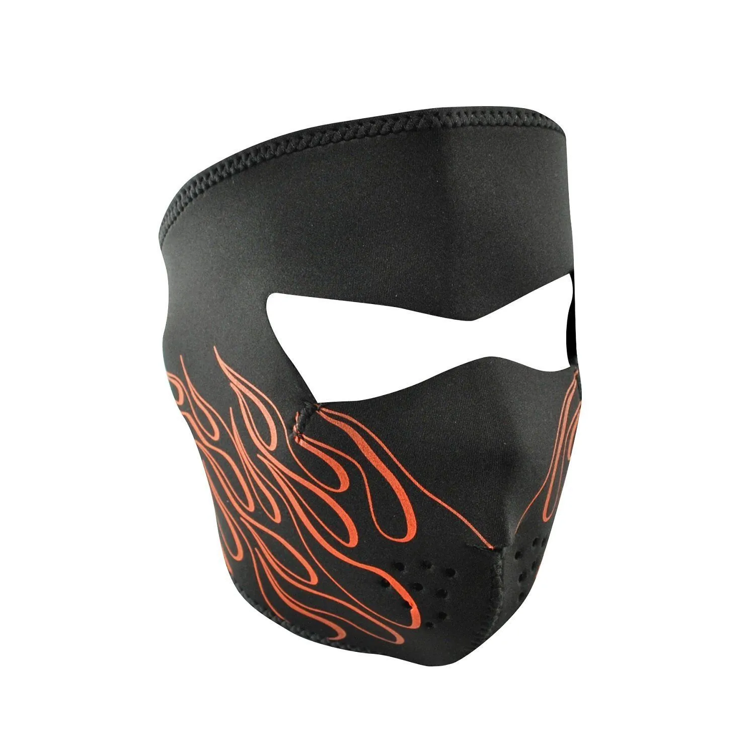 Black Neoprene Full Face Mask Orange Flames Design - Zan Headgear 2503-0108