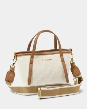 Capri Canvas Mini Tote - Tan/Off White