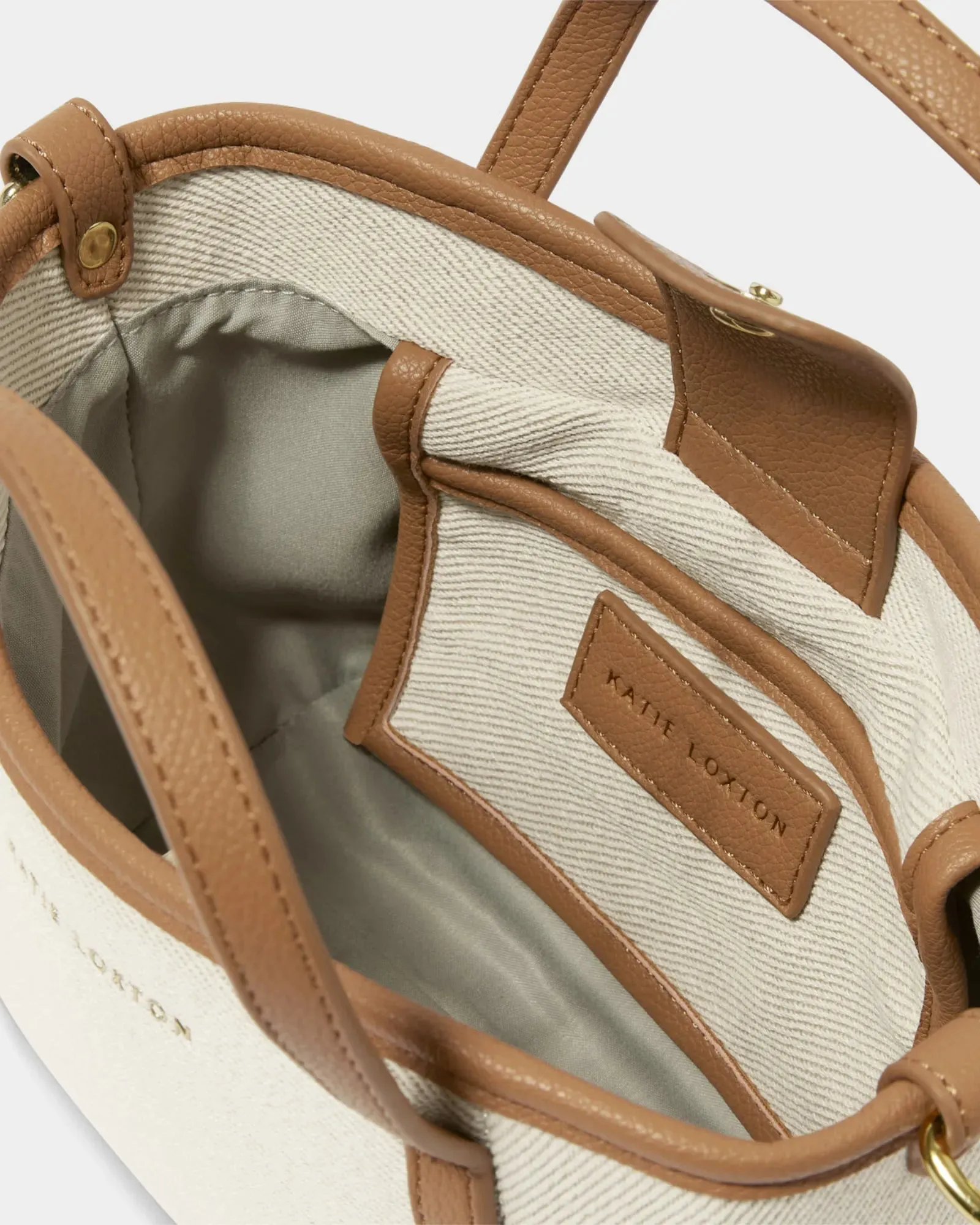 Capri Canvas Mini Tote - Tan/Off White