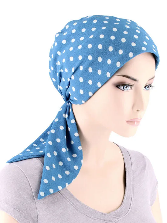 CFS-1143#Chemo Fashion Scarf Carolina Polka Dot Blue