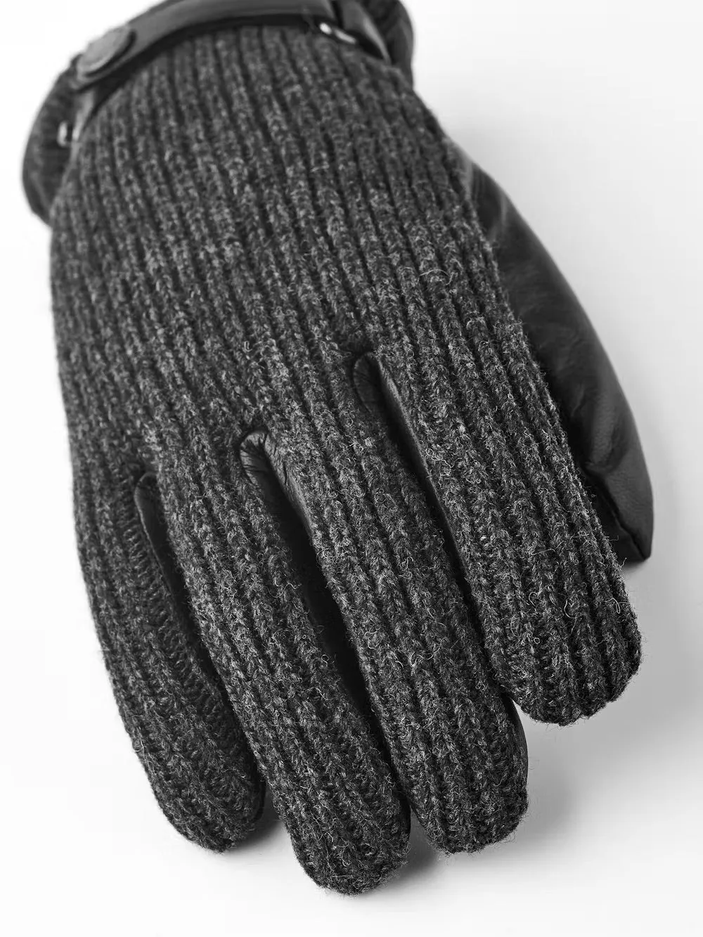 Christopher Knitted Back Black Leather Gloves