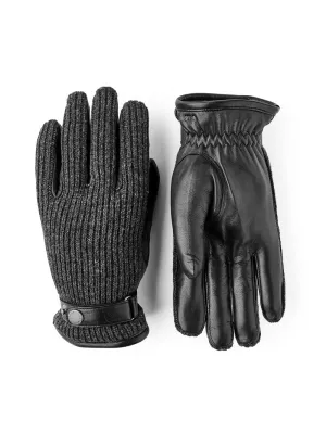 Christopher Knitted Back Black Leather Gloves