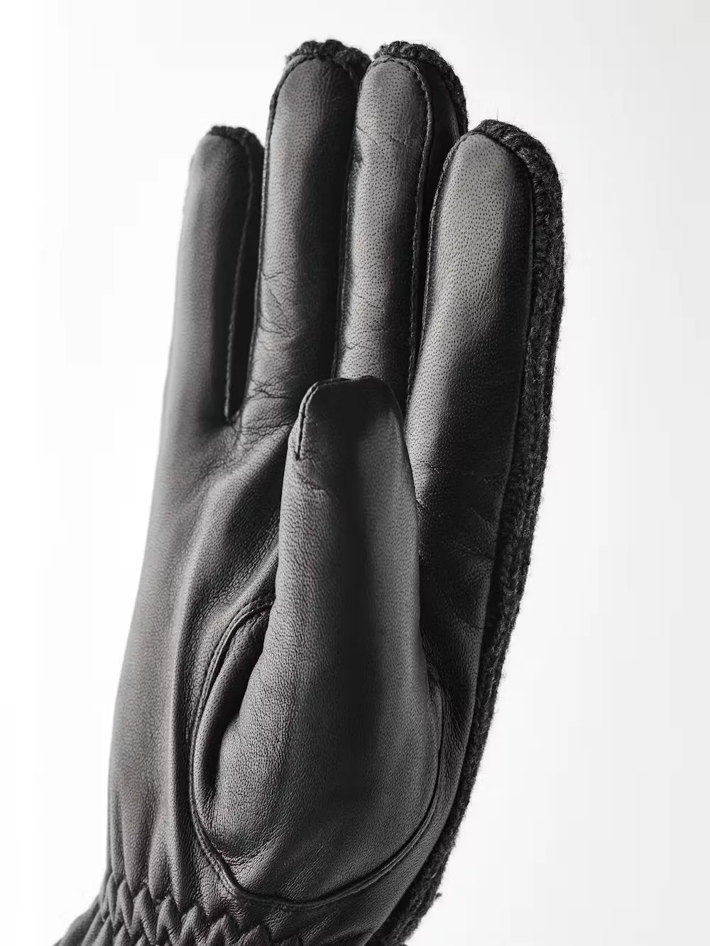 Christopher Knitted Back Black Leather Gloves