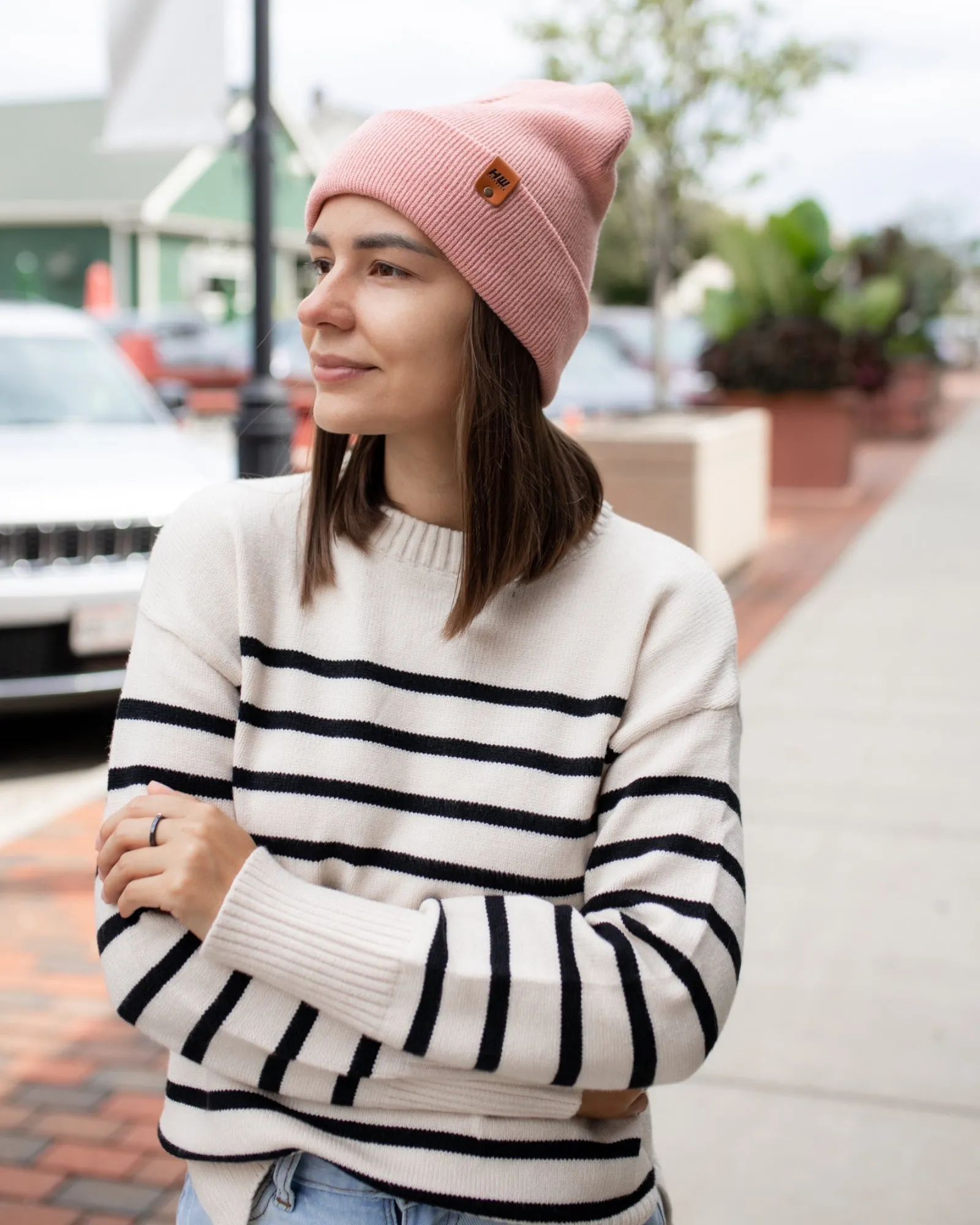 CTD107 HAAKWEAR Knit Cuffed Beanie / Hat - Pearl Pink, Made in USA