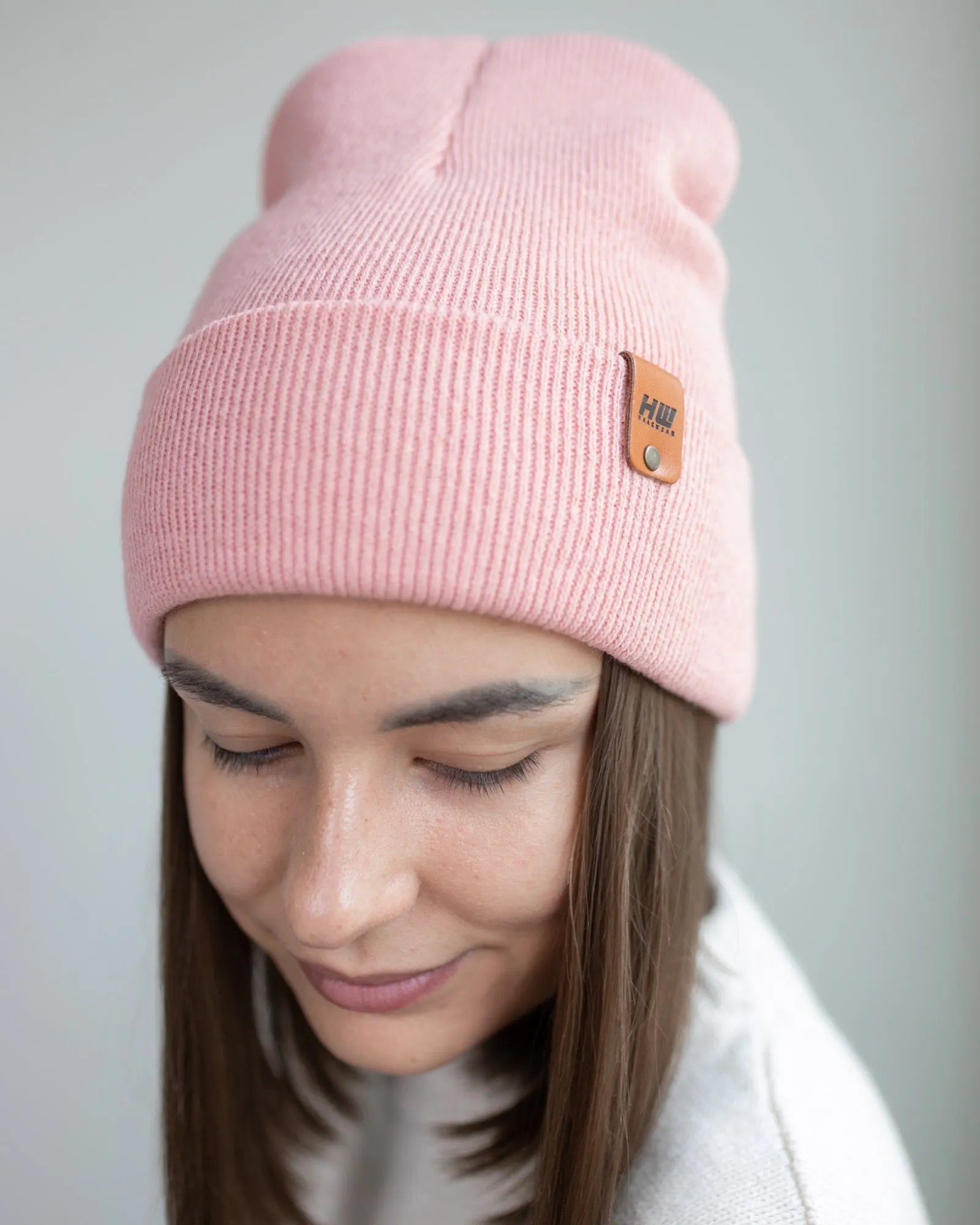 CTD107 HAAKWEAR Knit Cuffed Beanie / Hat - Pearl Pink, Made in USA