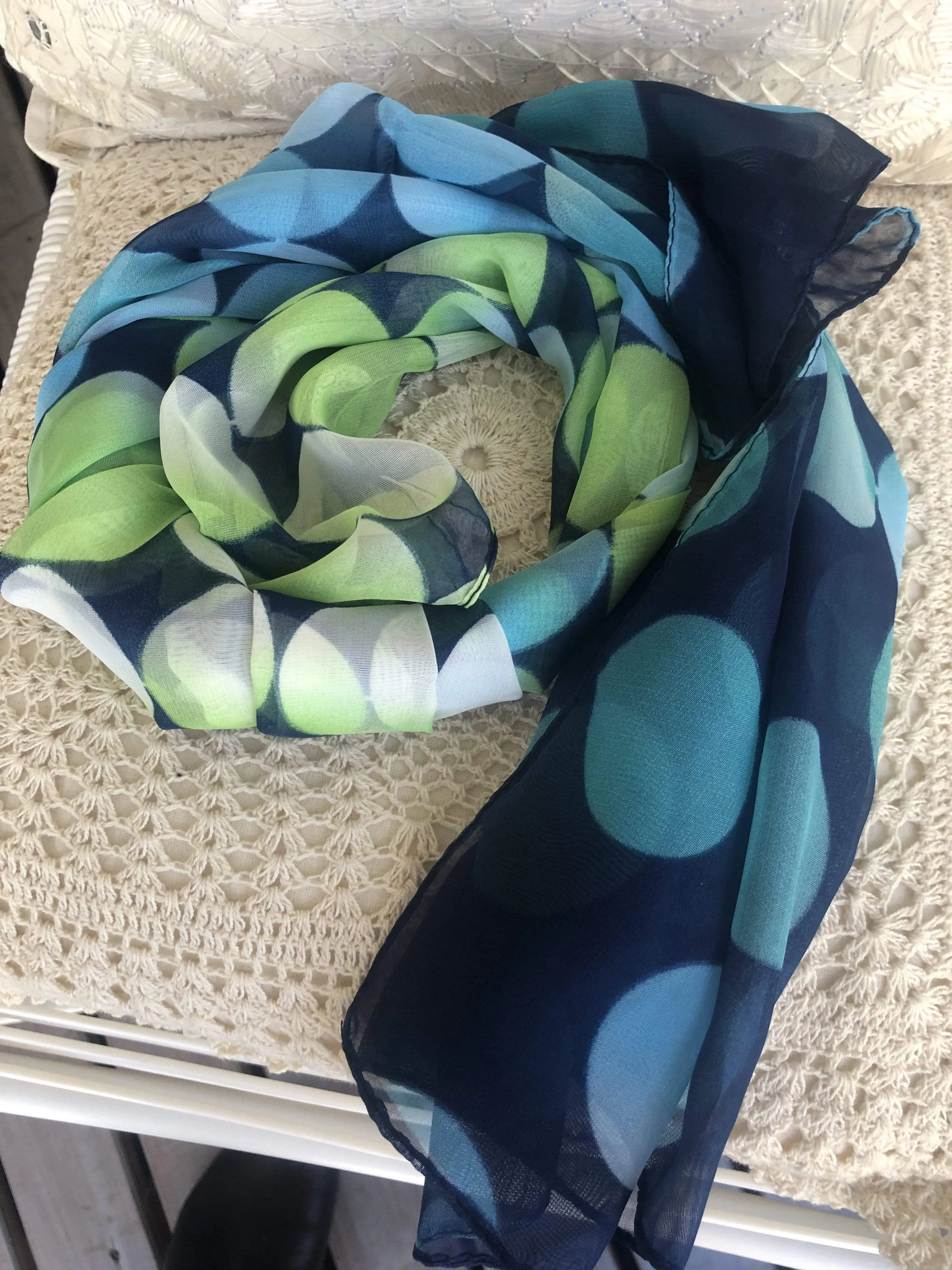 💥Dot Scarf -Turquoise Navy Dot Scarf