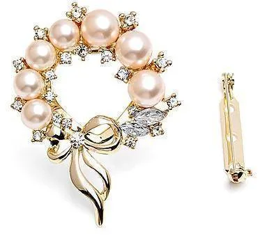 Dual Purpose Pearl Brooch Pin Rhinestone Crystal Pin Scarf Clip