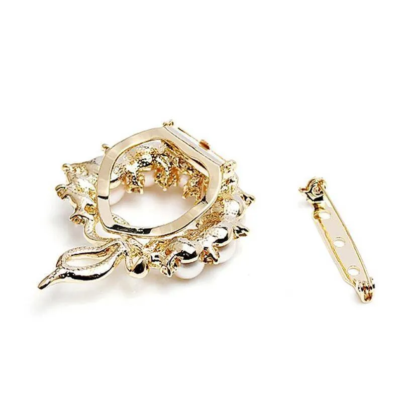 Dual Purpose Pearl Brooch Pin Rhinestone Crystal Pin Scarf Clip