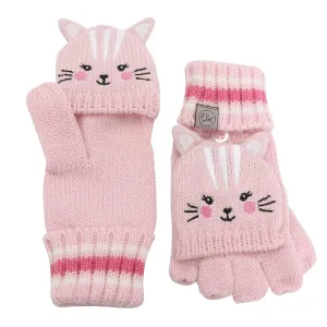 Flapjack Kids Knitted Fingerless Gloves w/Flap - Chat (2-6Y)