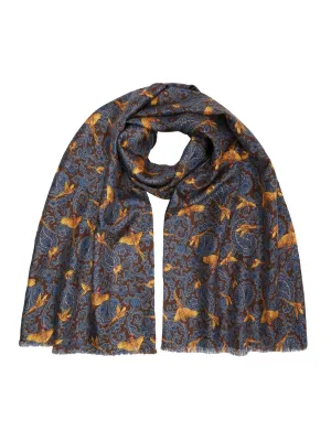 Flying Pheasant Scarf - Wool / Silk Blend - Brown