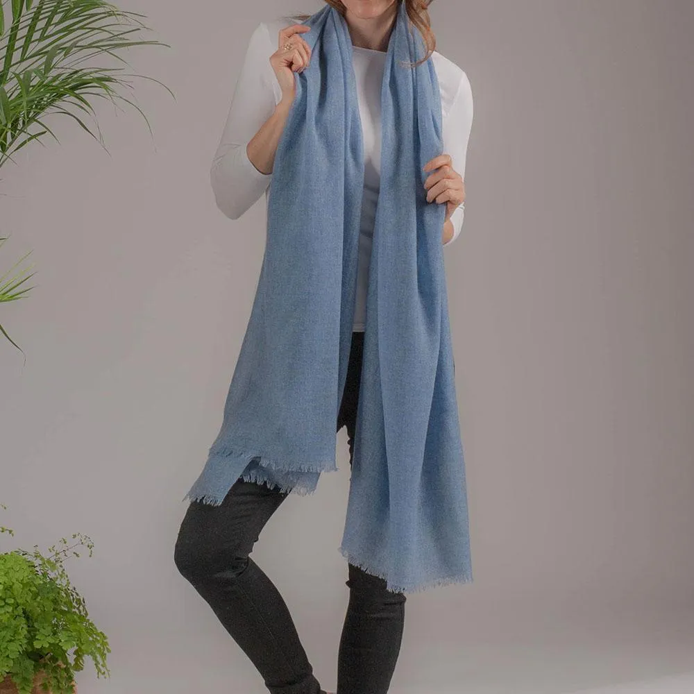 Forever Blue Gossamer Cashmere Shawl