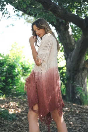 Fringe Boho Style Ombre Ruana