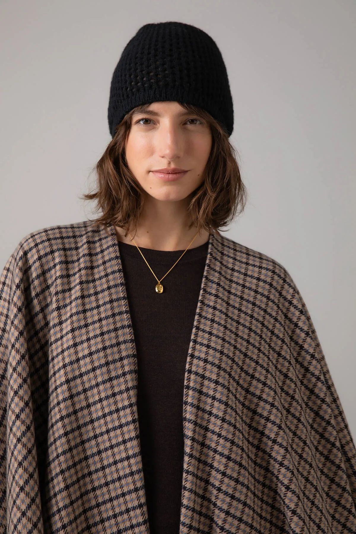 Gunclub Check Cashmere Poncho Cape