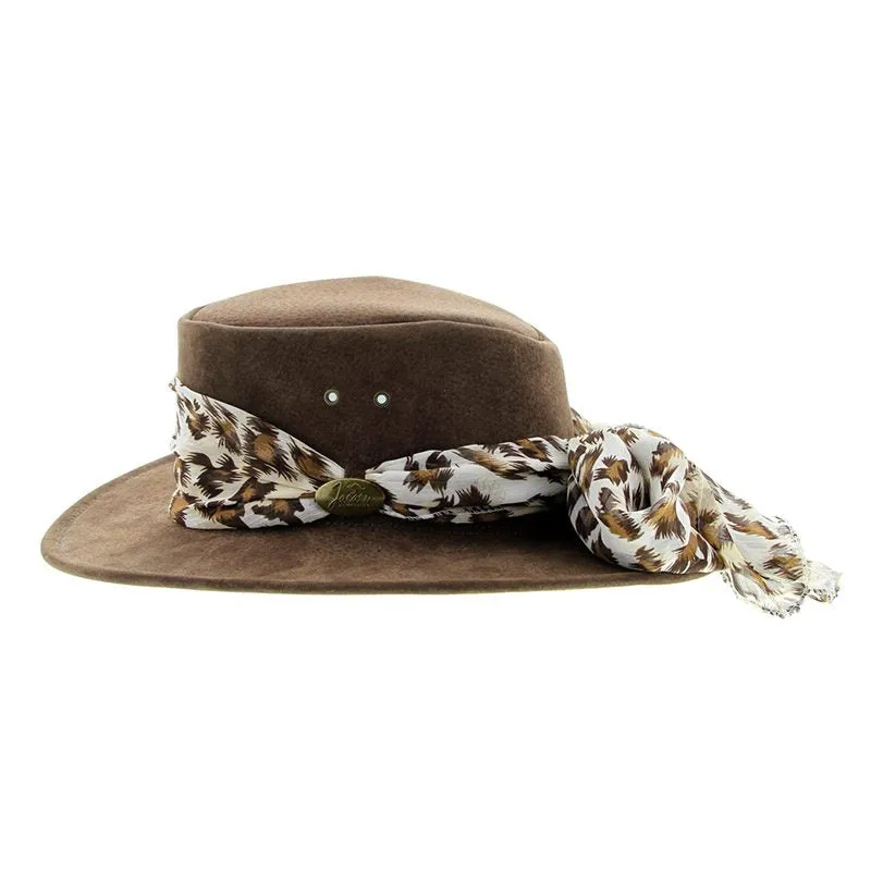 Jacaru Jillaroo Suede Leather Hat - Brown