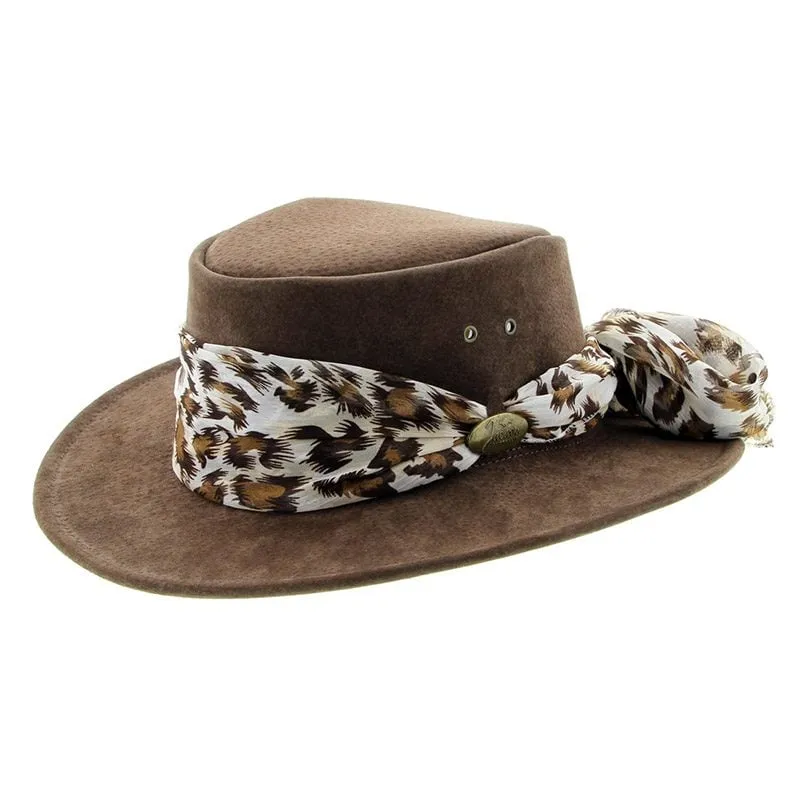 Jacaru Jillaroo Suede Leather Hat - Brown