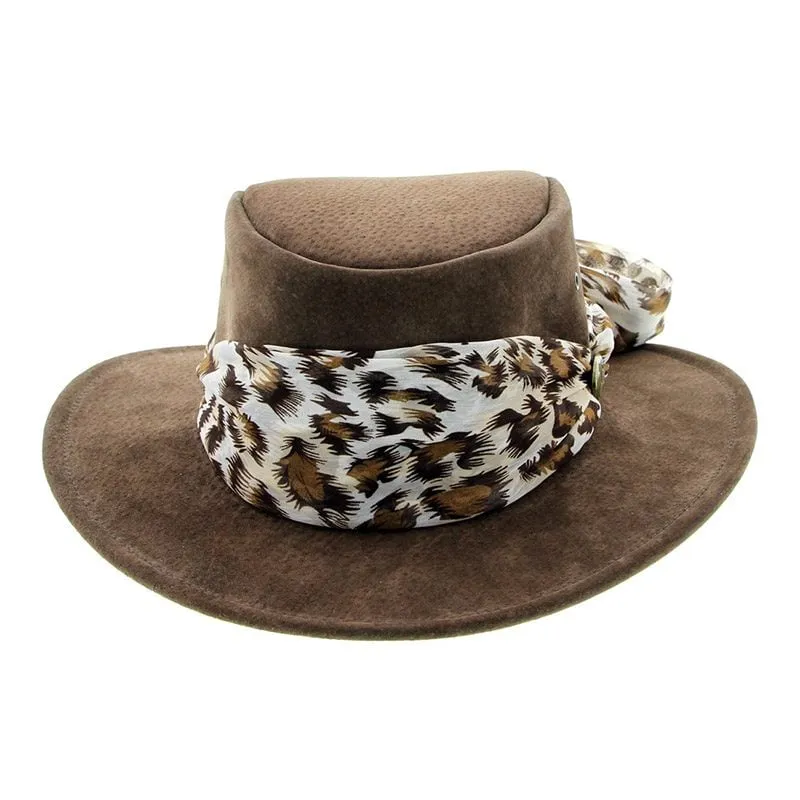 Jacaru Jillaroo Suede Leather Hat - Brown