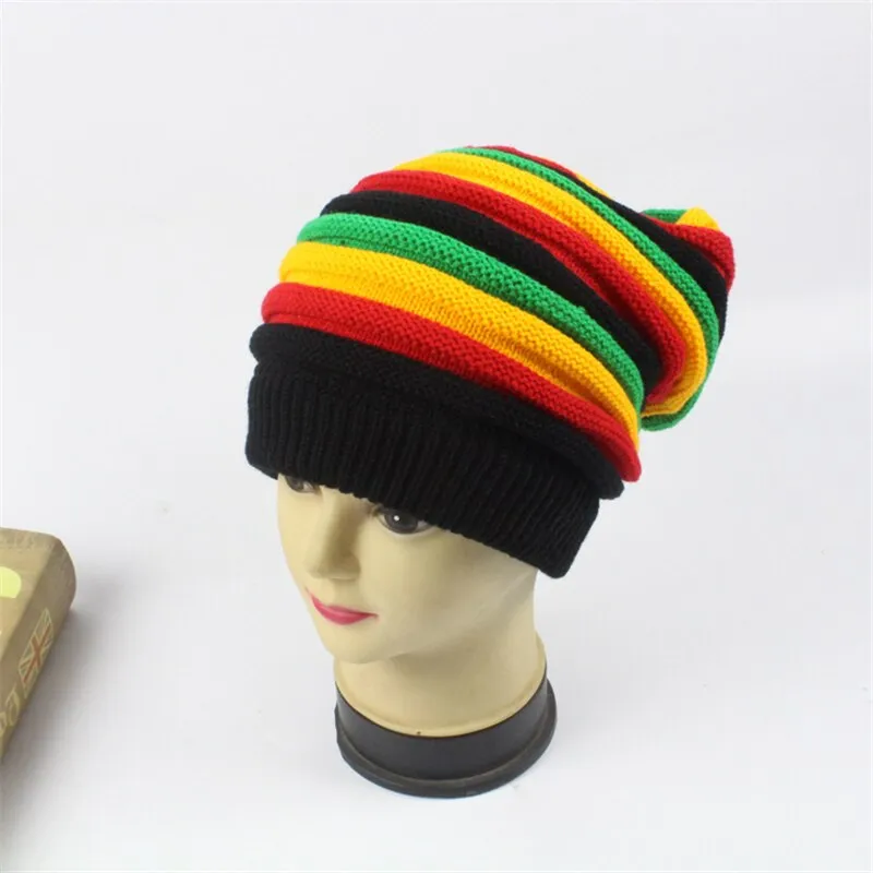 Jamaica Reggae Gorro Rasta Style Cappello Hip Pop Men's Winter Hats Female Red Yellow Green Black Fall Fashion Women's Knit Cap