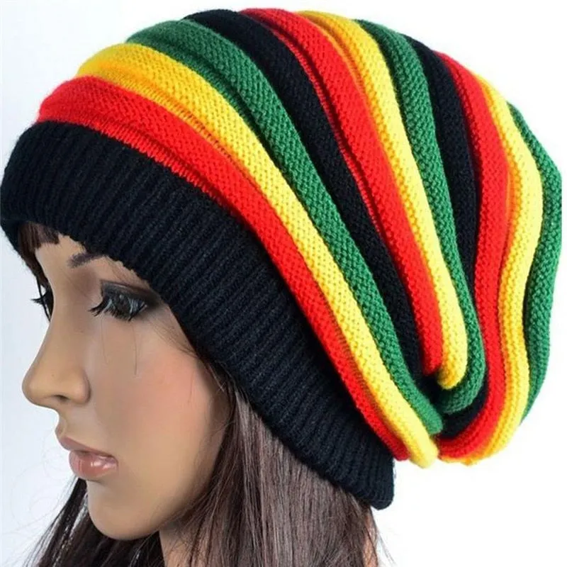 Jamaica Reggae Gorro Rasta Style Cappello Hip Pop Men's Winter Hats Female Red Yellow Green Black Fall Fashion Women's Knit Cap