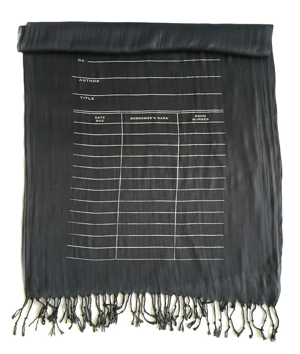 Library Date Due Card Scarf. Luxe weight