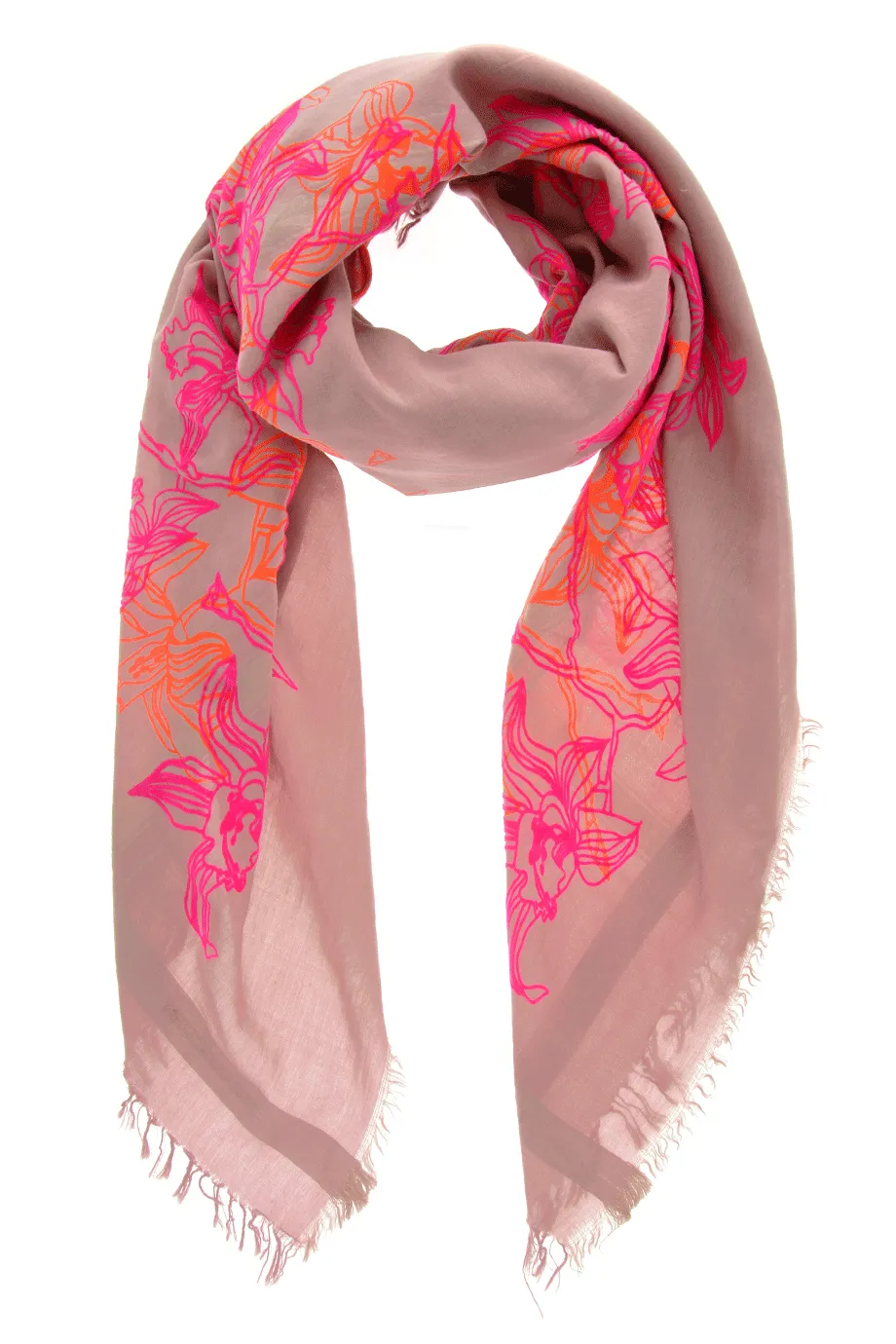 LILLIES Fluo Pink Flock Silk Cotton Woman Scarf