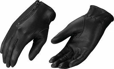 MEN'S UNLINED DRIVING GLOVES VERY SOFT LEATHER DEER SKIN WITH ZIPPER BLACK COLOR