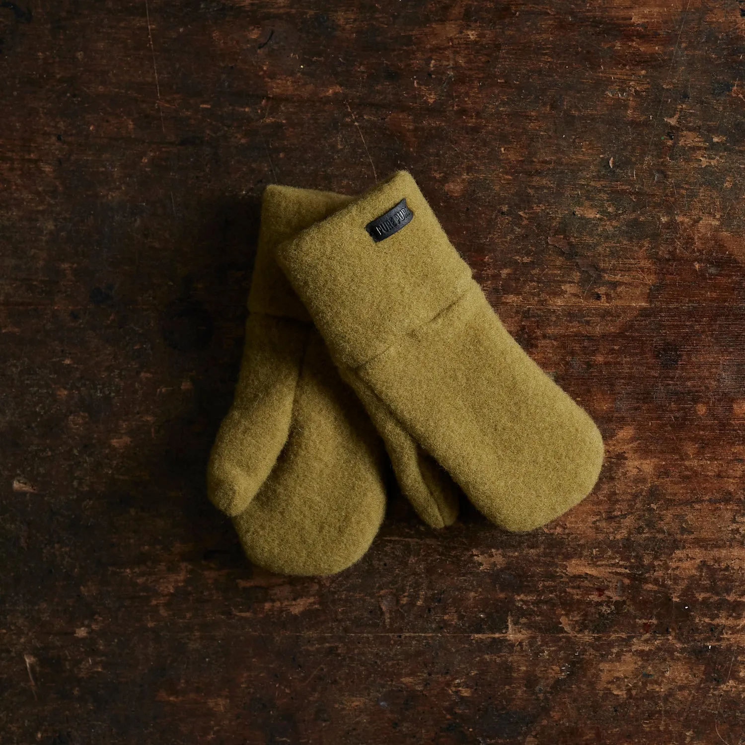 Merino Wool Fleece Mittens - Golden Reed