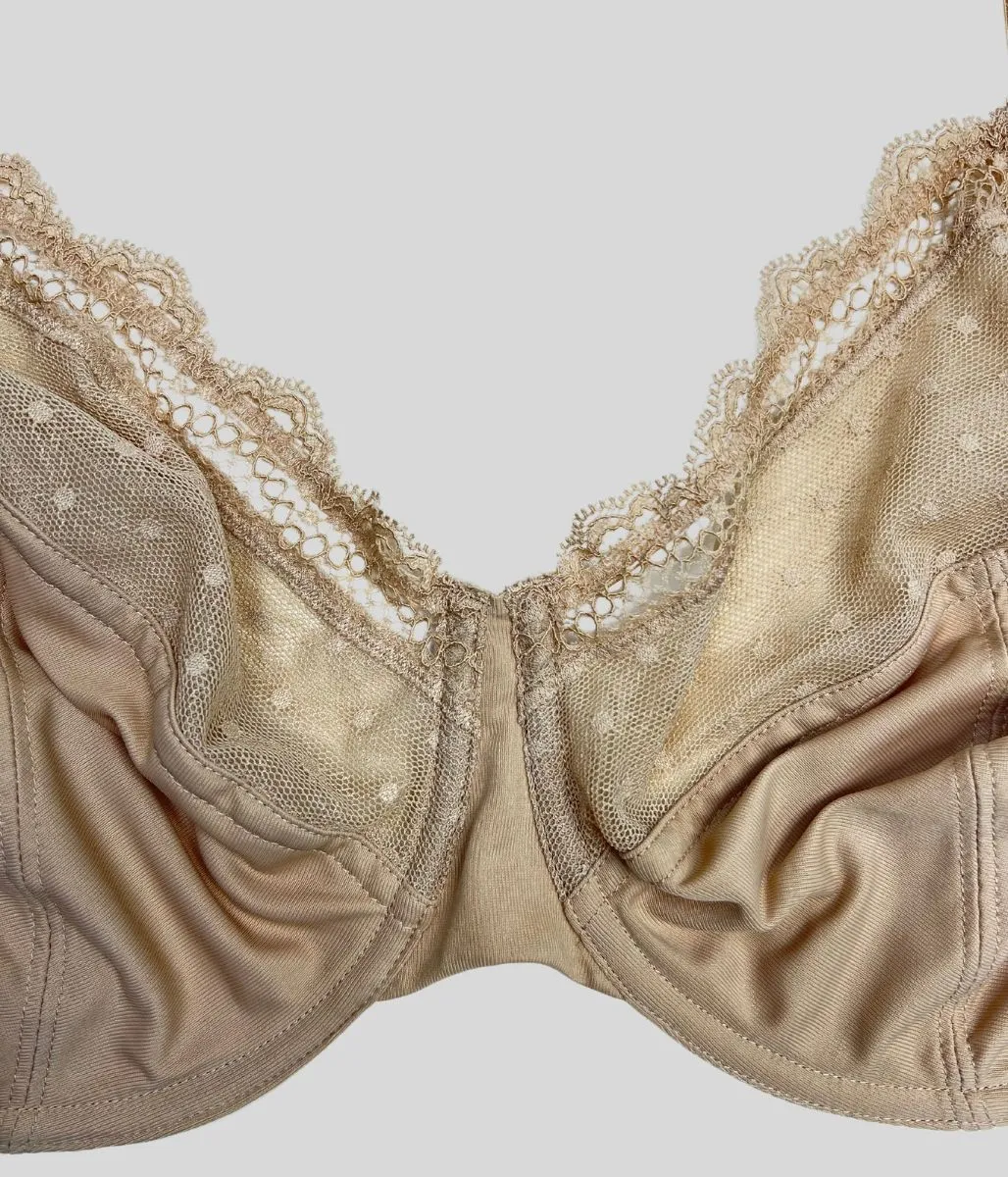 Nude Underwired Lace Trim Bra