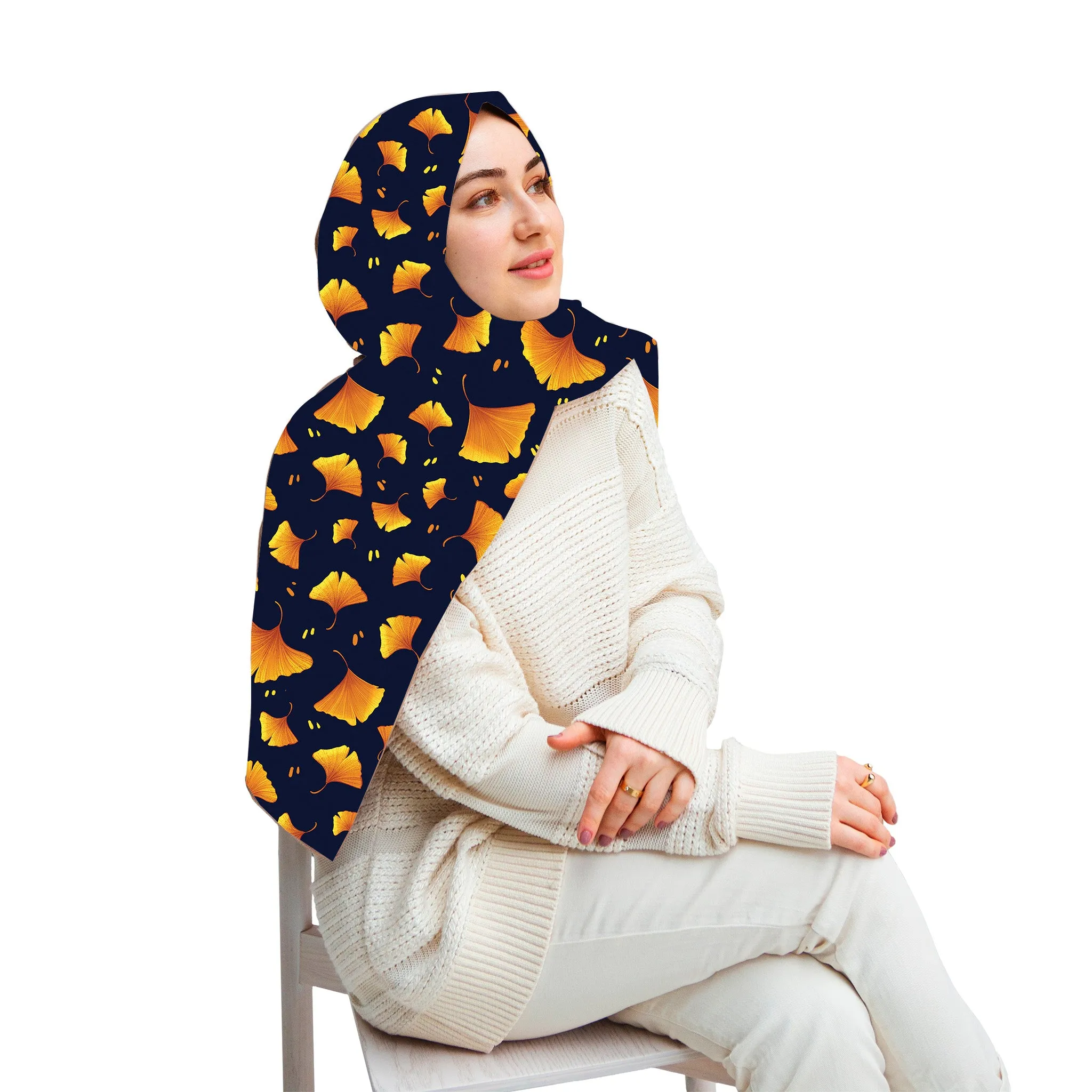 PREMIUM LUXURY PRINTED WOMEN HIJAB SCARF DUPATTA - BORANICAL PATTERN