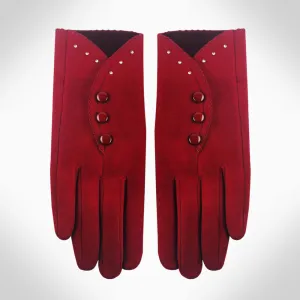 RED SOFT FAUX SUEDE SMART TOUCH GLOVES