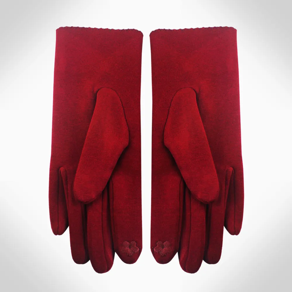 RED SOFT FAUX SUEDE SMART TOUCH GLOVES