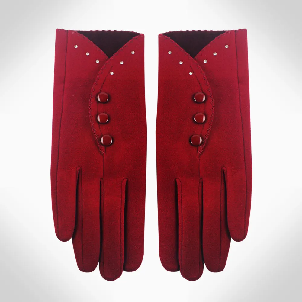 RED SOFT FAUX SUEDE SMART TOUCH GLOVES