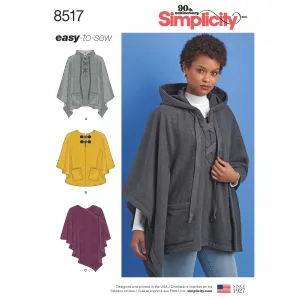 Simplicity Pattern 8517 Misses' Set of Ponchos