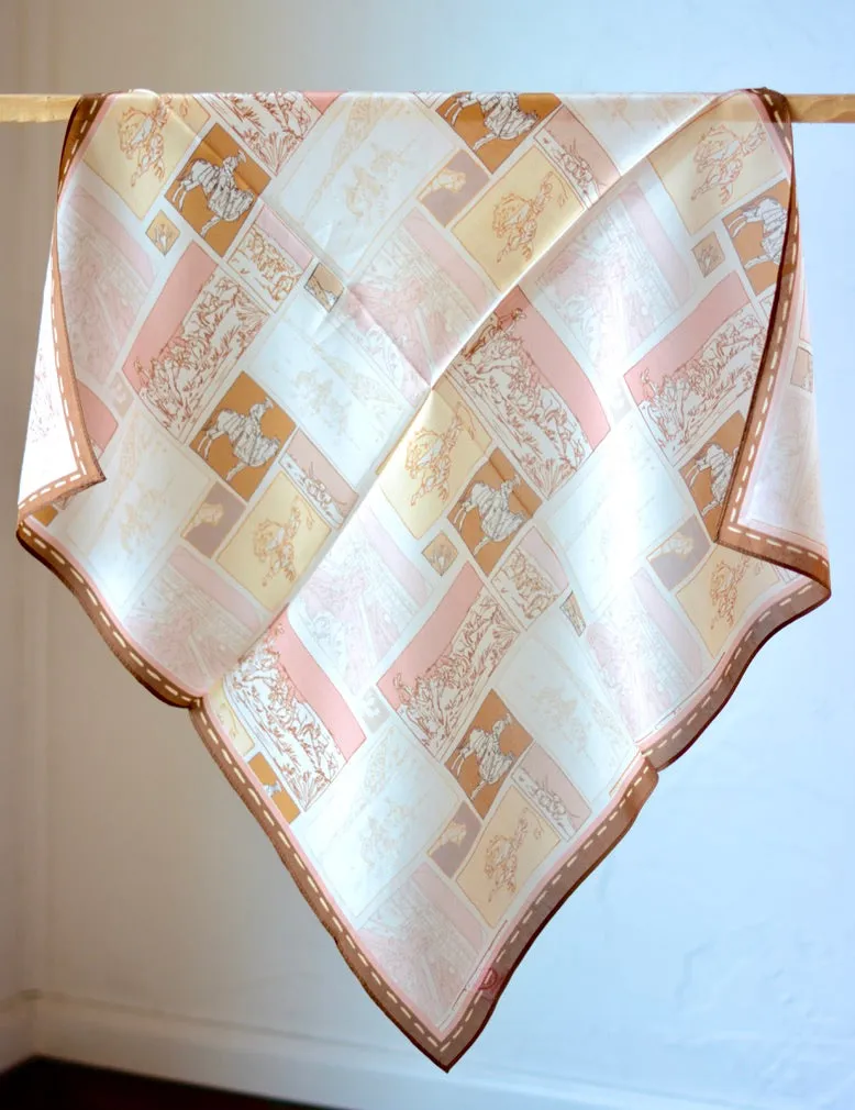 Western Ranching Vintage Photos Silk Wild Rag Neutral and Peach