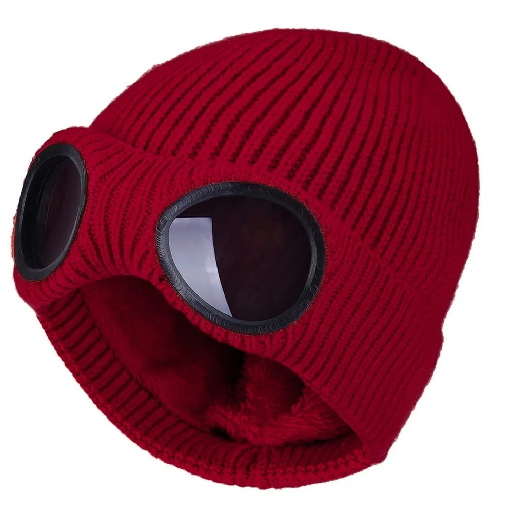 Winter Warm Knit Hats   New Fashion Unisex Adult Windproof Ski Caps with Removable Glasses Thicken Sports Multi-function Caps