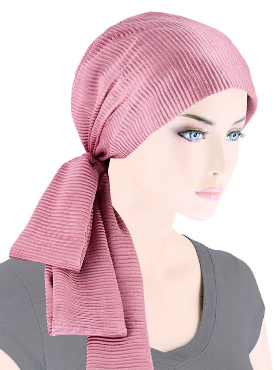 WPS-886#Head Wrap Scarf Plisse Rose Pink