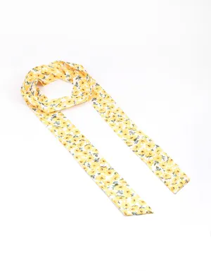 Yellow Fabric Long Small Floral Scarf